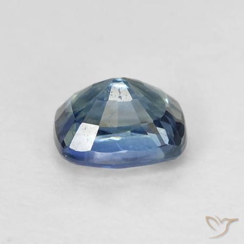 Saphir Bleu vert moyen naturelle Coussin, 0.81 ct, VS