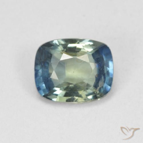 0.79ct Naturel Bleu vert moyen Saphir, Coussin, VS