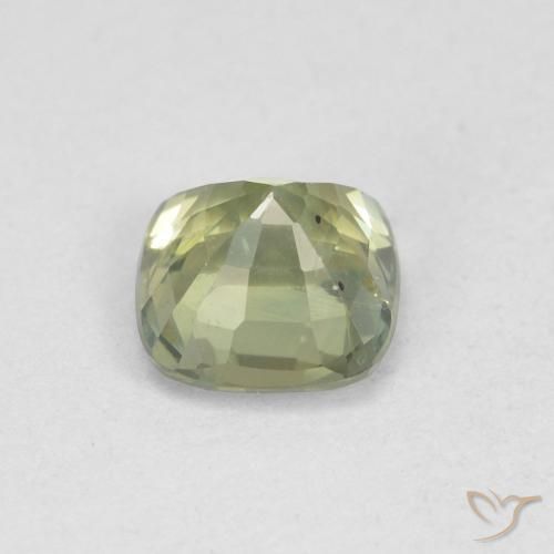 Saphir Vert pâle naturelle Coussin, 0.84 ct, VS