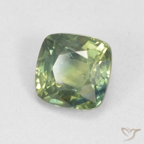 Saphir Vert forêt léger naturelle Coussin, 1.13 ct, VS