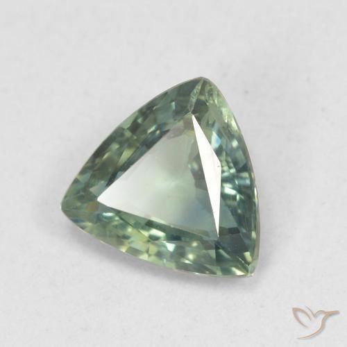 Saphir Bleu verdâtre naturelle Trillion, 0.82 ct, VS