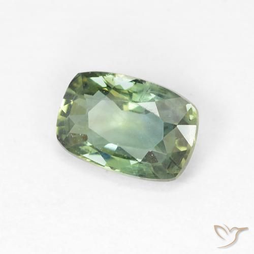 Saphir Vert clair naturelle Coussin, 1.00 ct, VVS-VS
