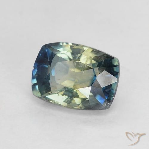 Saphir Bleu verdâtre naturelle Coussin, 0.95 ct, VVS-VS