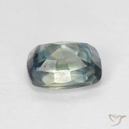 Saphir Bleu verdâtre naturelle Coussin, 0.95 ct, VVS-VS