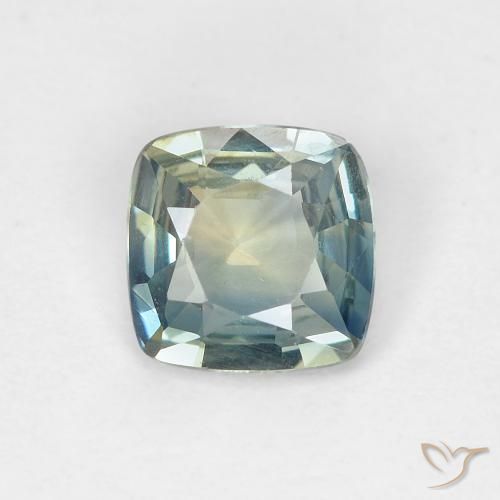 0.88ct Naturel Bleu verdâtre Saphir, Coussin, VVS