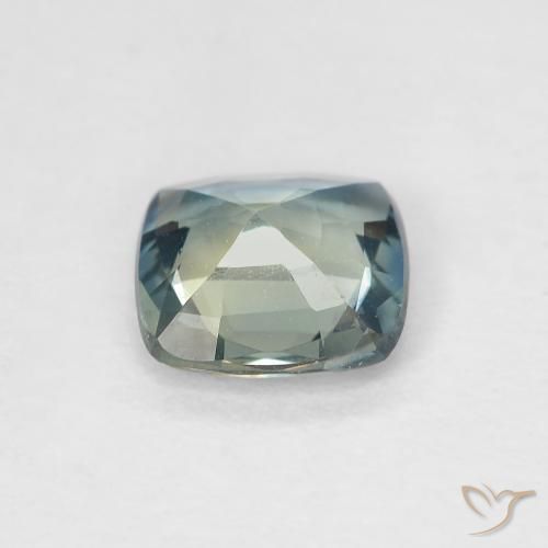 Saphir Bleu verdâtre naturelle Coussin, 0.88 ct, VVS