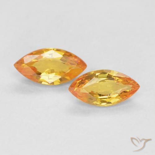 0.39ctw Naturel Orange moyen Saphir, Marquise, VVS