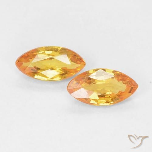 0.41ctw Naturel Orange moyen Saphir, Marquise, VVS