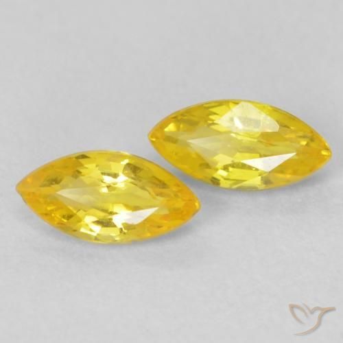 0.42ctw Naturel Jaune moyen Saphir, Marquise, VVS-VS