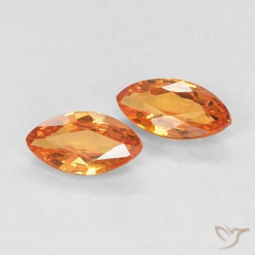 0.39ctw Naturel Orange moyen Saphir, Marquise, VVS
