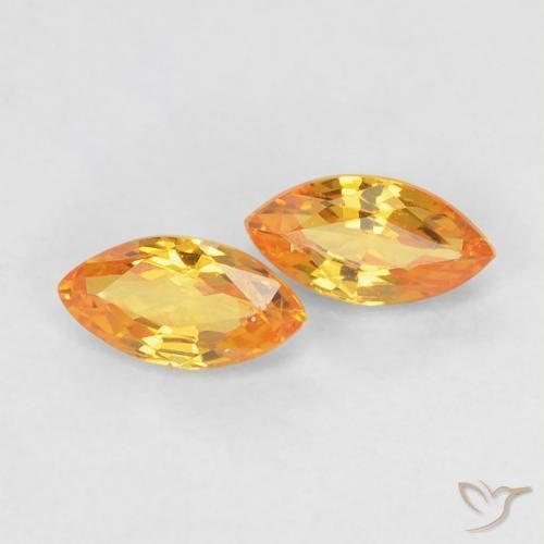 0.44ctw Naturel Orange moyen Saphir, Marquise, VS