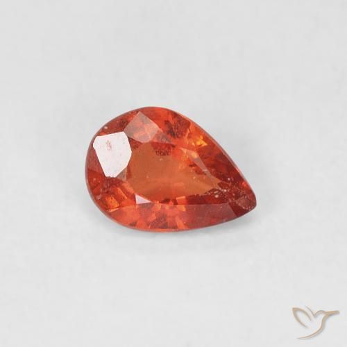 Saphir Orange feu naturelle En forme de poire, 0.44 ct, VS