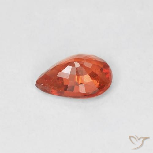 Saphir Orange feu naturelle En forme de poire, 0.44 ct, VS