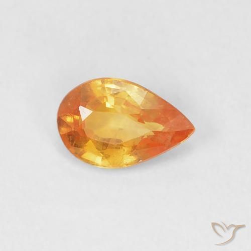 Saphir Orange vif naturelle En forme de poire, 0.52 ct, VVS-VS