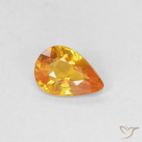 0.37ct Naturel Orange moyen Saphir, En forme de poire, VVS-VS