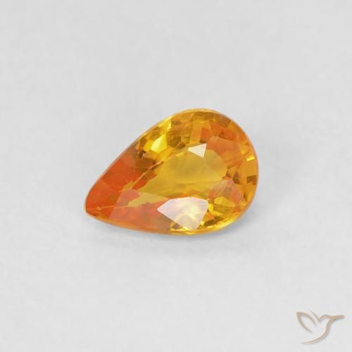 Saphir Orange moyen naturelle En forme de poire, 0.37 ct, VVS-VS
