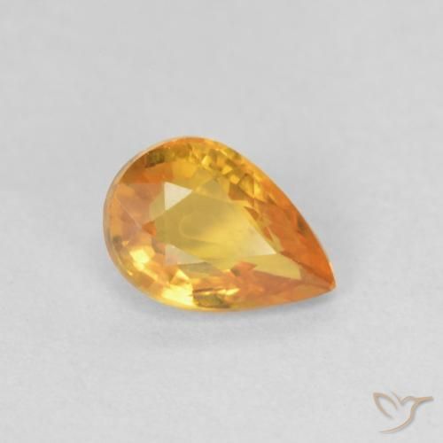 Saphir Orange moyen naturelle En forme de poire, 0.49 ct, VVS-VS