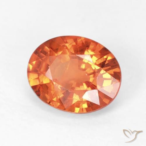 Saphir Orange feu naturelle ovale, 0.77 ct, VS