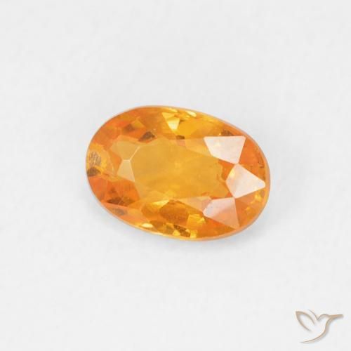 Saphir Orange vif naturelle ovale, 0.60 ct, VS