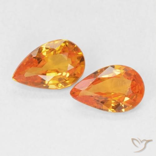 0.90ctw Naturel Orange vif Saphir, En forme de poire, VVS-VS