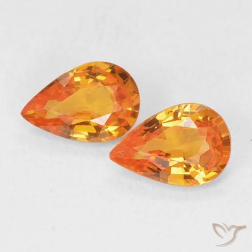 0.97ctw Naturel Ambre orange Saphir, En forme de poire, VVS-VS