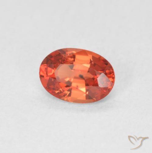 Saphir Orange rougeâtre naturelle ovale, 0.54 ct, VVS-VS