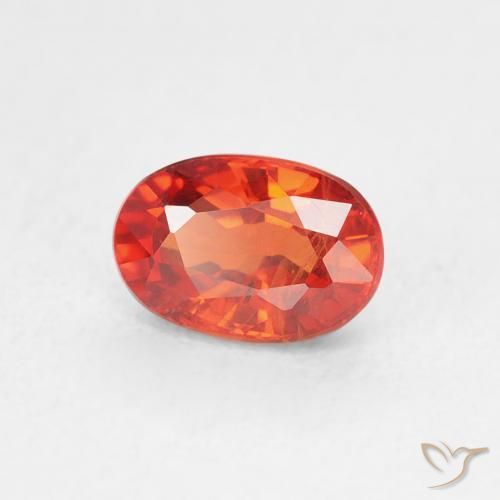 Saphir Orange chaud naturelle ovale, 0.83 ct, VS