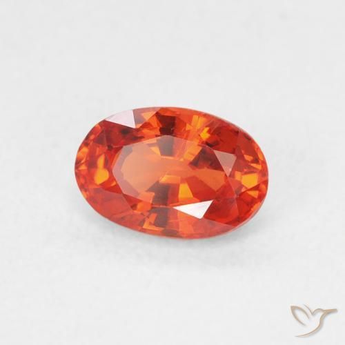 Saphir Orange feu naturelle ovale, 0.72 ct, VS