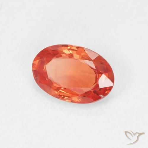 Saphir Orange chaud naturelle ovale, 0.56 ct, VS