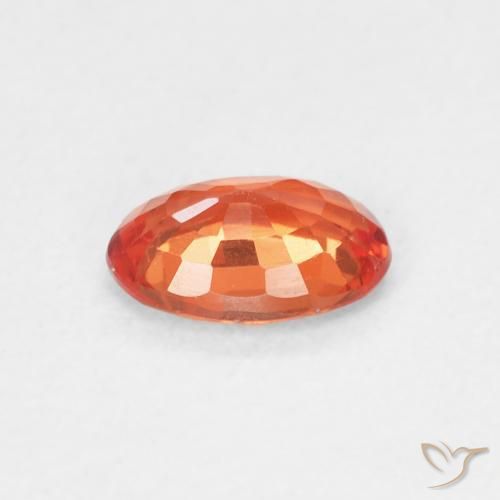 Saphir Orange chaud naturelle ovale, 0.56 ct, VS