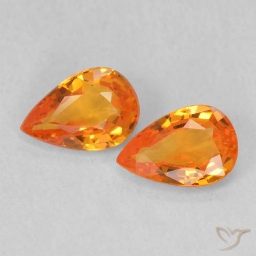 0.96ctw Naturel Orange vif Saphir, En forme de poire, VS