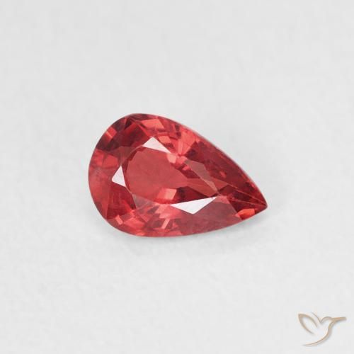 Saphir Rouge écarlate naturelle En forme de poire, 0.42 ct, VVS-VS