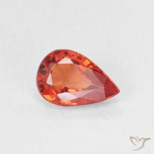 Saphir Orange chaud naturelle En forme de poire, 0.63 ct, VS