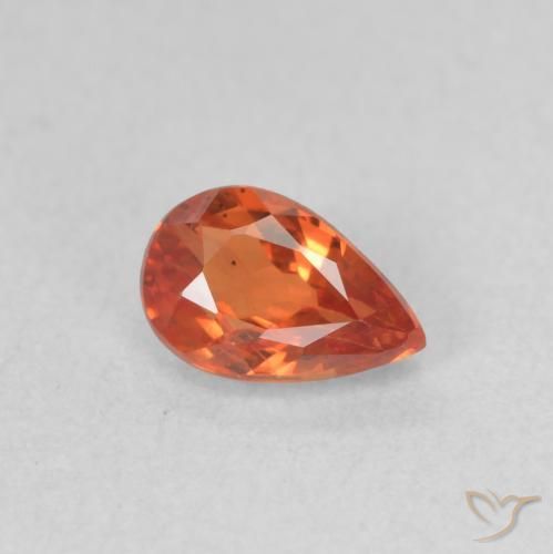 Saphir Orange rougeâtre naturelle En forme de poire, 0.58 ct, VS