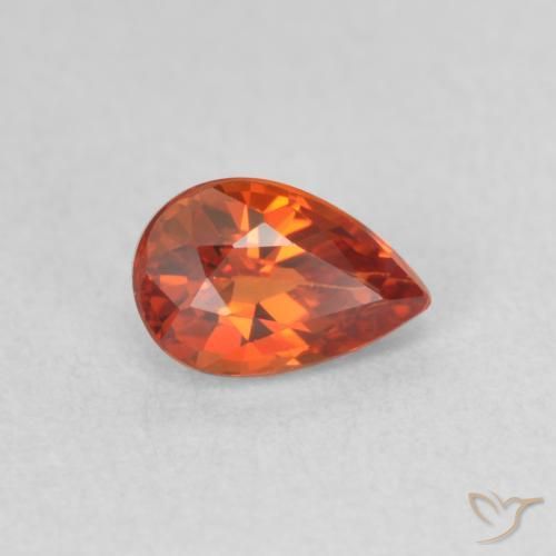Saphir Orange rougeâtre naturelle En forme de poire, 0.69 ct, VVS-VS