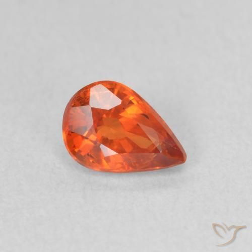 Saphir Orange rougeâtre naturelle En forme de poire, 0.58 ct, VS