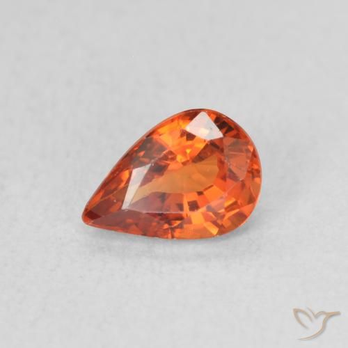 0.61ct Naturel Orange feu Saphir, En forme de poire, VVS-VS