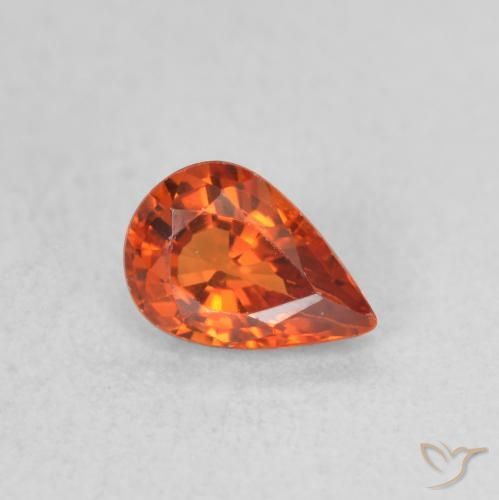 Saphir Orange feu naturelle En forme de poire, 0.61 ct, VVS-VS