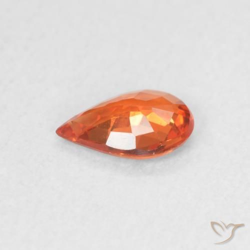 Saphir Orange moyen naturelle En forme de poire, 0.35 ct, VVS