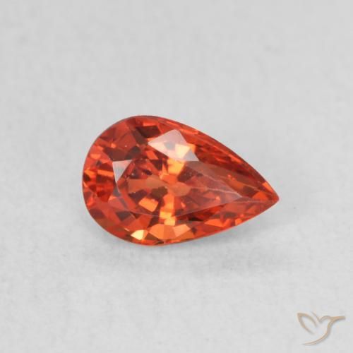 Saphir Orange rougeâtre naturelle En forme de poire, 0.49 ct, VVS