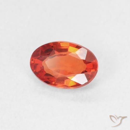 Saphir Orange rougeâtre naturelle ovale, 0.64 ct, VVS