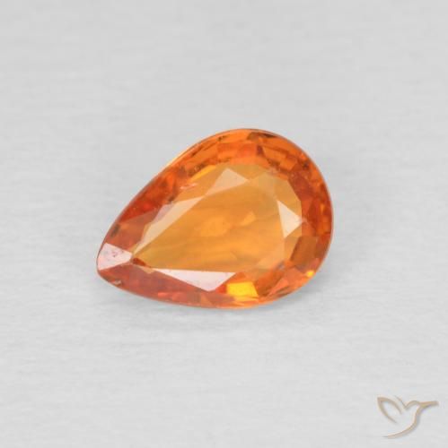0.69ct Naturel Orange vif Saphir, En forme de poire, VS