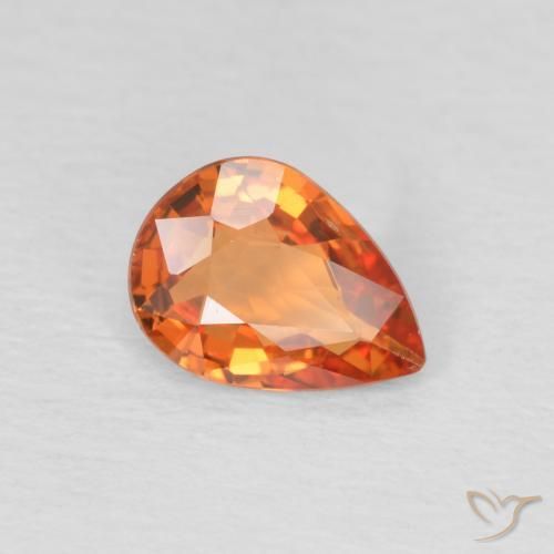 Saphir Orange vif naturelle En forme de poire, 0.69 ct, VS
