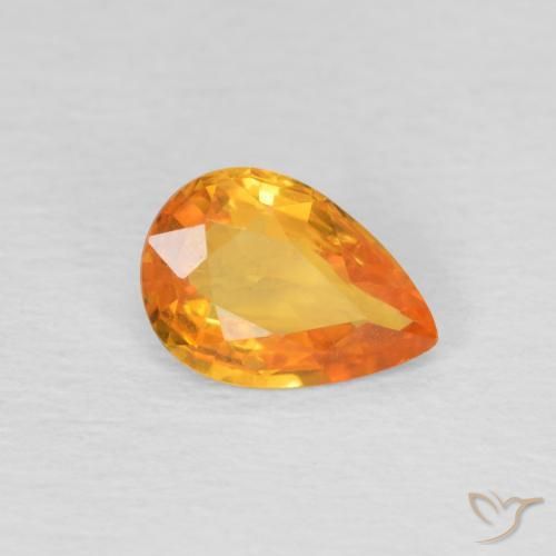 Saphir Orange moyen naturelle En forme de poire, 0.68 ct, VS