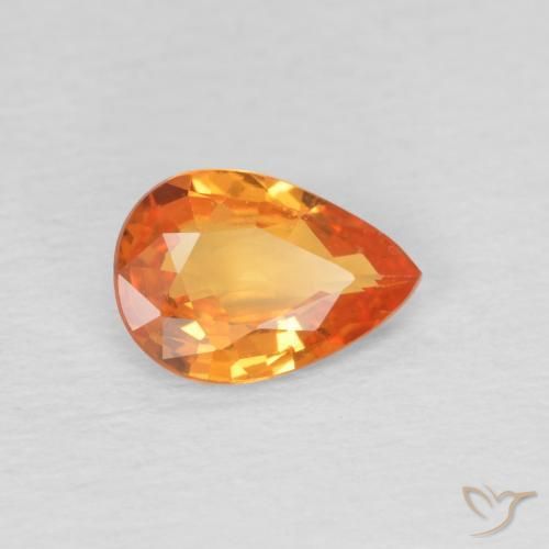 Saphir Orange vif naturelle En forme de poire, 0.69 ct, VVS-VS