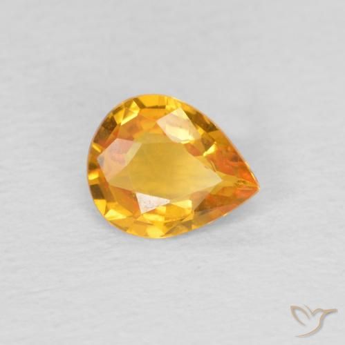 Saphir Orange moyen naturelle En forme de poire, 0.60 ct, VVS-VS