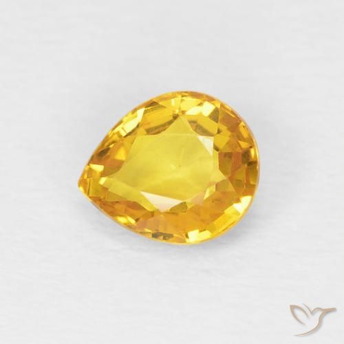 Saphir Doré naturelle En forme de poire, 0.88 ct, VVS-VS