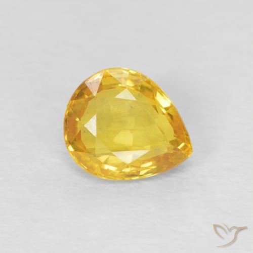 Saphir Doré naturelle En forme de poire, 0.74 ct, VVS-VS