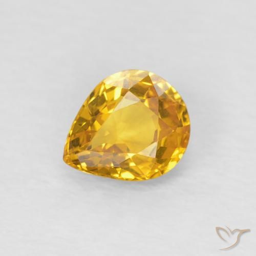 Saphir Doré naturelle En forme de poire, 0.64 ct, VS