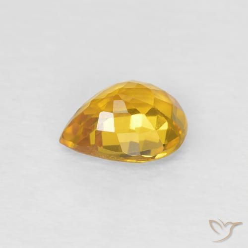 Saphir Doré naturelle En forme de poire, 0.64 ct, VS